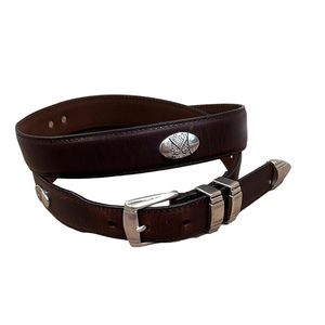 AML 3000 Top Grain Oil Tan Leather Golf Belt Brown Concha Hardware 44